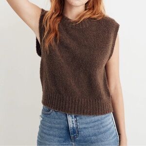 Madewell Boucle Sweater Sleeveless Vest Brown Large